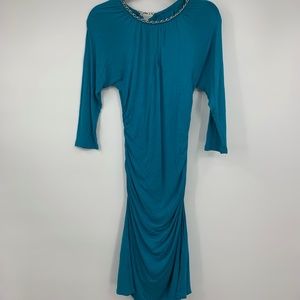 Bebe small dress‎ stretch jersey crew neck chain